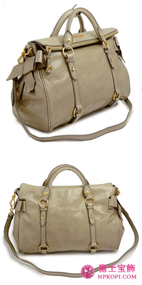 MIUMIU ミュウミュウ 2WAY ショルダーバッグ レザー グレイッシュベージュ　RT0365 VITELLO.LUX POMICE